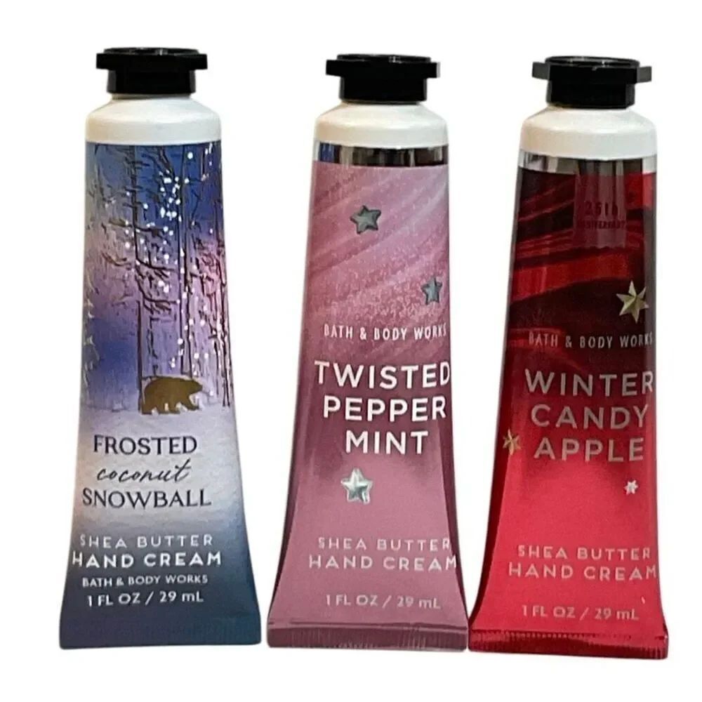 Bath and Body Works 3 Christmas Scented Shea Butter Hand Creams - 1 FL OZ Each